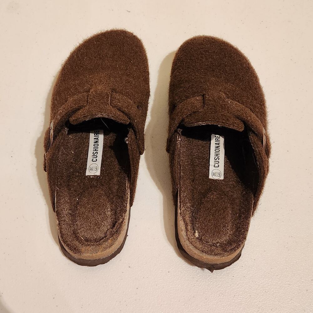 Cushionaire Sz 6.5 Fuzzy Chocolate Brown Clog Mules Slides Cozy Fall Shoes - Picture 10 of 11